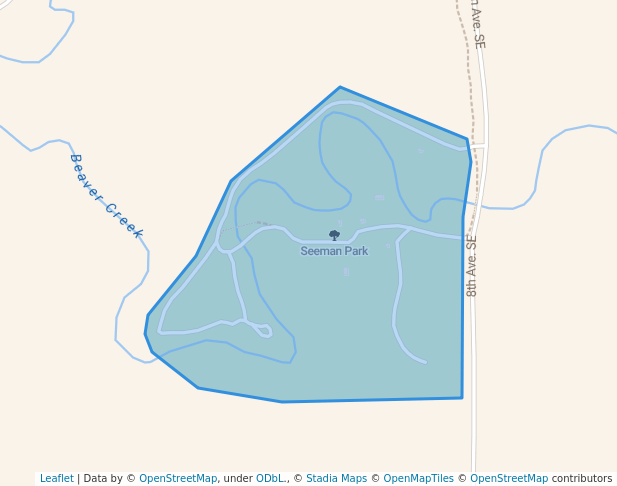 walking in Seeman Park map in Linton