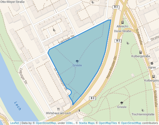 walking in Griesle map in Augsburg