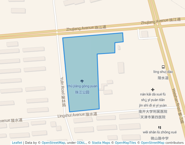 walking in 珠江公园 map in Tianjin