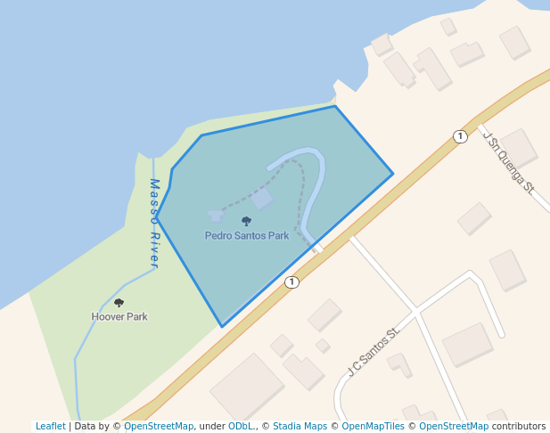 walking in Pedro Santos Park map in Piti