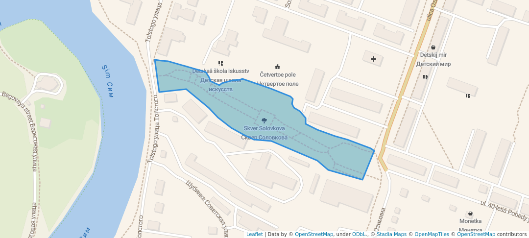 walking in Сквер Соловкова map in Asha