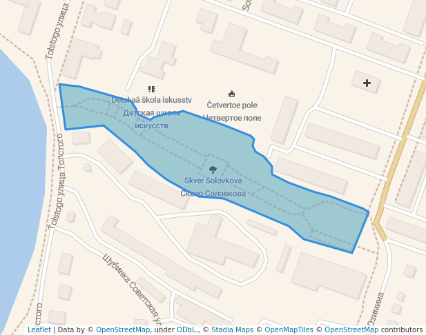 walking in Сквер Соловкова map in Asha