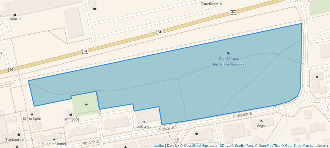 walking in Park Milana Rastislava Štefánika map in Partizánske