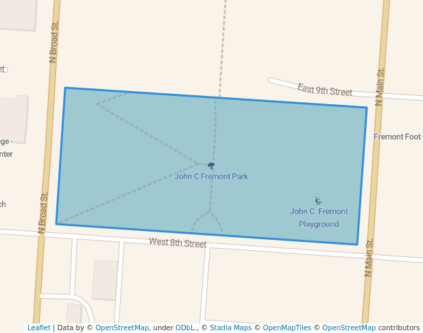 walking in John C Fremont Park map in Fremont