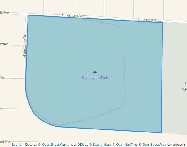 walking in Community Park map in Effingham