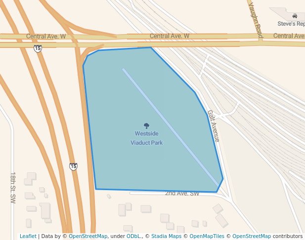 walking in Westside Viaduct Park map in Great Falls