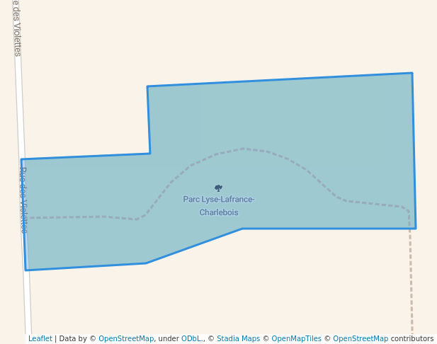 walking in Parc Lyse-Lafrance-Charlebois map in Farnham
