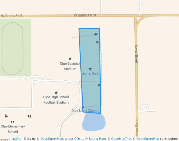 walking in Jones Park map in Olpe