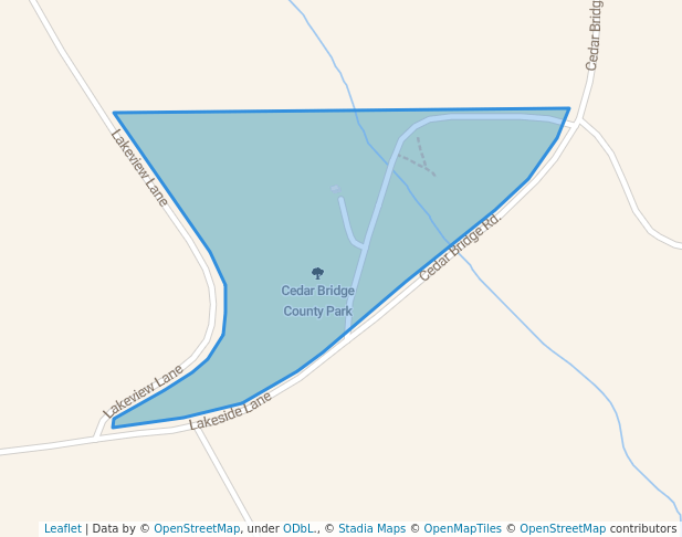 walking in Cedar Bridge County Park map in Winterset