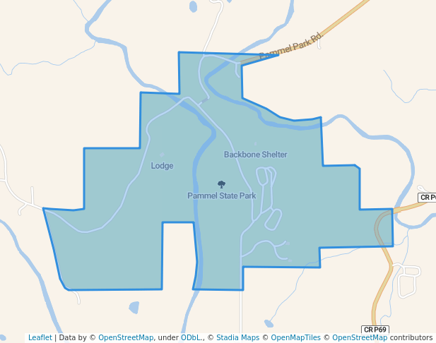 walking in Pammel State Park map in Winterset