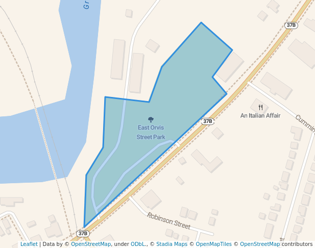 walking in East Orvis Street Park map in Massena