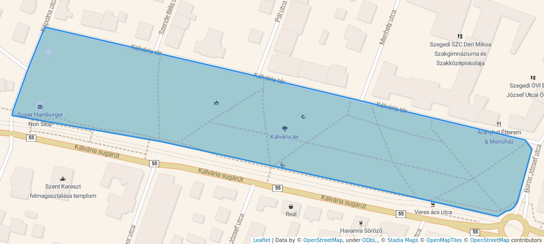 walking in Kálvária tér map in Szeged