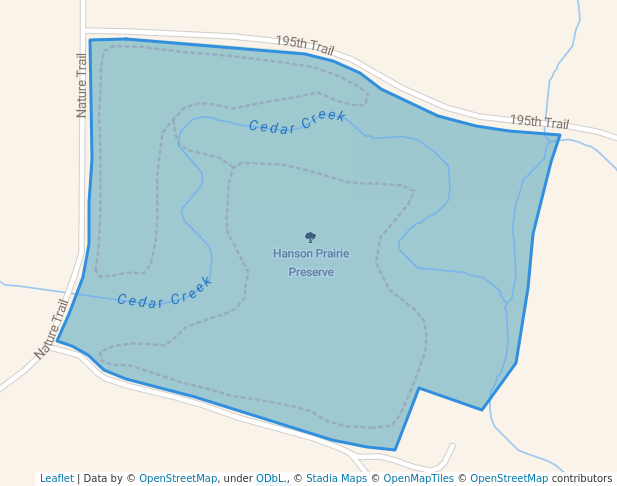 walking in Hanson Prairie Preserve map in Winterset
