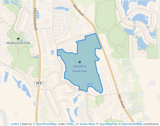 walking in Vermillion Grove Park map in Farmington