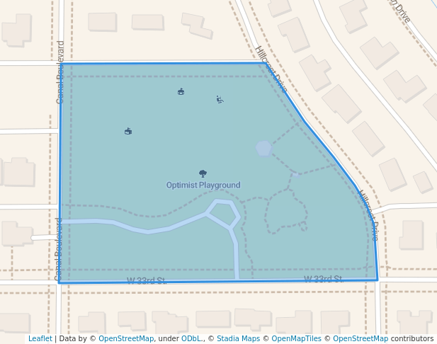 walking in Optimist Playground map in Hays