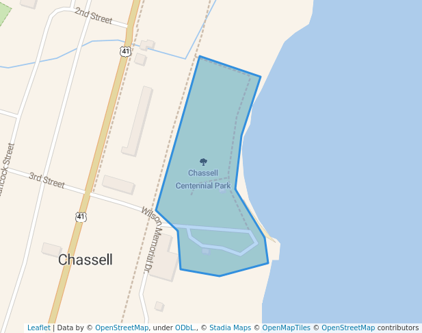 walking in Chassell Township Park map in Chassell