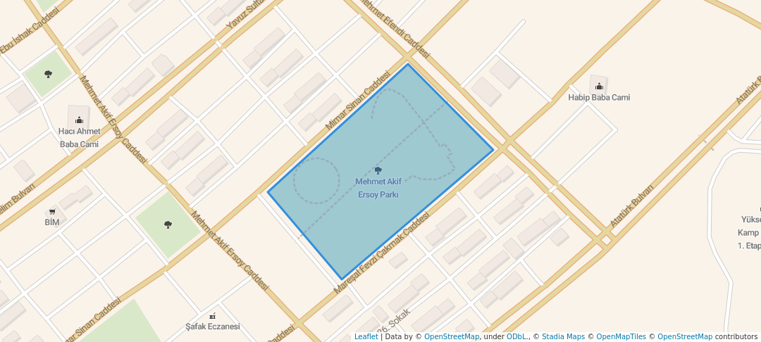 walking in Mehmet Akif Ersoy Parkı map in Erzurum