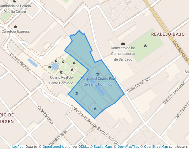 walking in Parque del Cuarto Real de Santo Domingo map in Granada