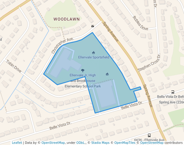 walking in Ellenvale Jr, High and Brookhouse Elementary School Park map in Dartmouth