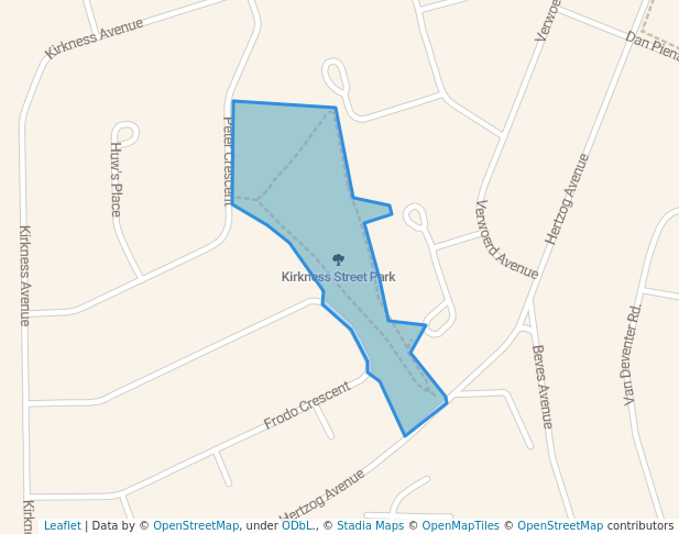 walking in Kirkness Street Park map in Centurion