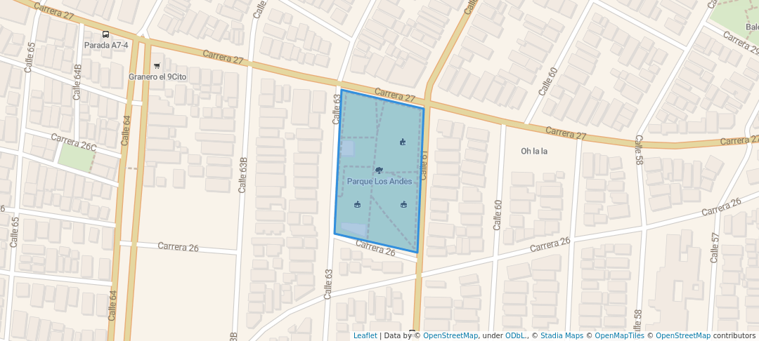walking in Parque Los Andes map in Barranquilla