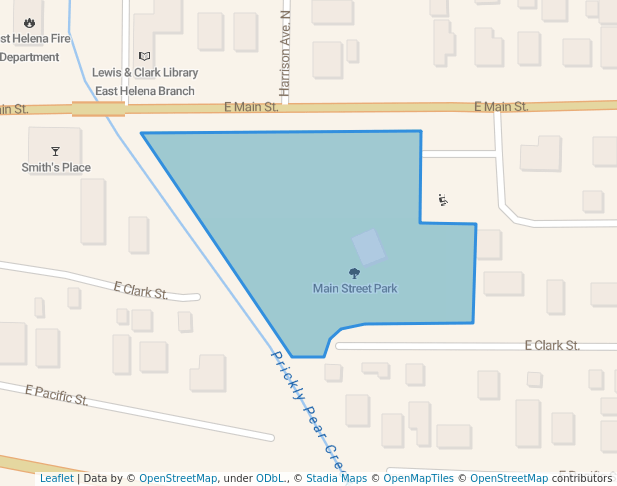 walking in Main Street Park map in East Helena