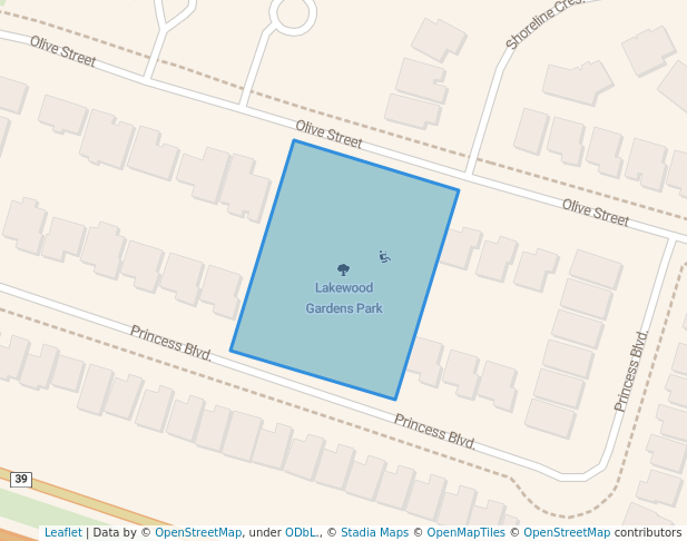 walking in Lakewood Gardens Park map in Grimsby