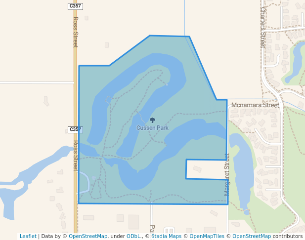 walking in Cussen Park map in Tatura