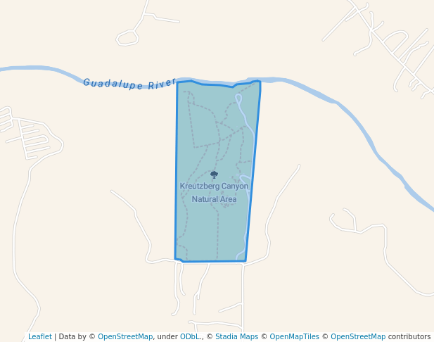 walking in Kreutzberg Canyon Natural Area map in Boerne