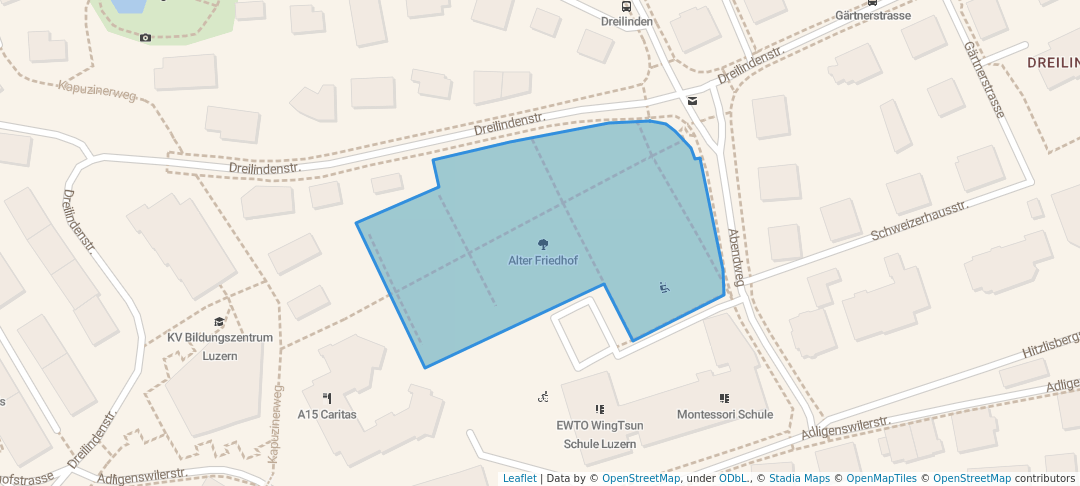 walking in Alter Friedhof map in Luzern