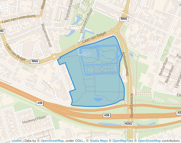 walking in Vrouwenhofpark map in Roosendaal