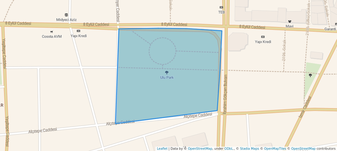 walking in Ulu Park map in Manisa