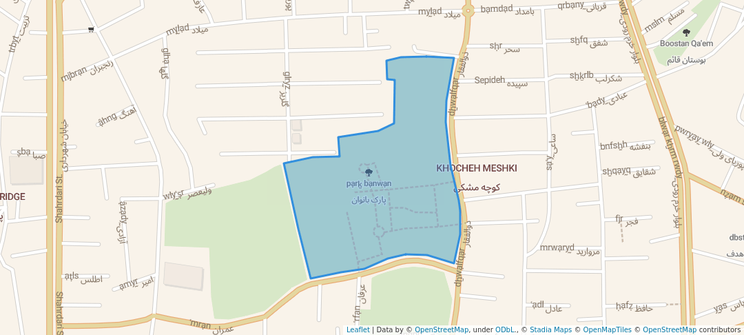 walking in پارک بانوان map in Hamedan