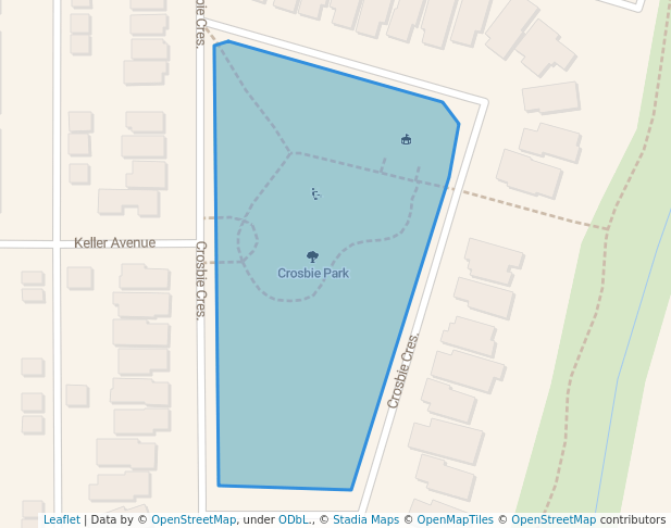 walking in Crosbie Park map in Regina
