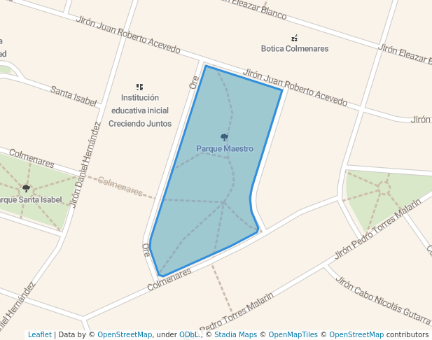 walking in Parque Maestro map in Pueblo Libre