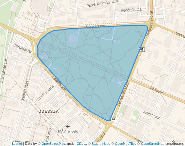 walking in Erzsébet-liget map in Szeged