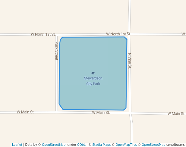 walking in Stewardson City Park map in Stewardson