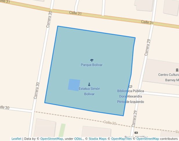 walking in Parque Bolívar map in Palmira