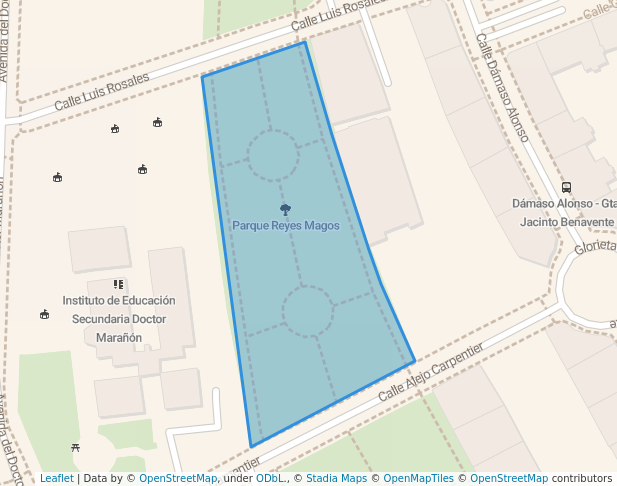 walking in Parque Reyes Magos map in Alcalá de Henares