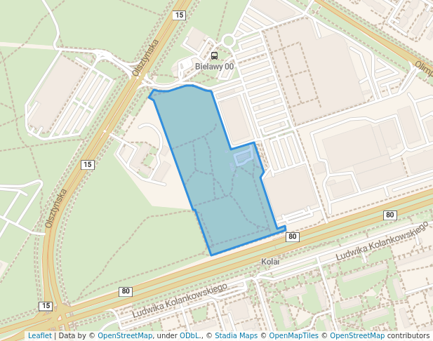 walking in Park na Bielawach map in Toruń