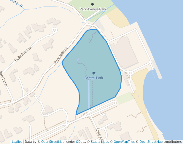 walking in Central Park map in Highland Park