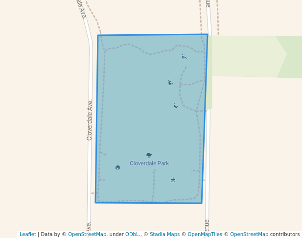 walking in Cloverdale Park map in Highland Park