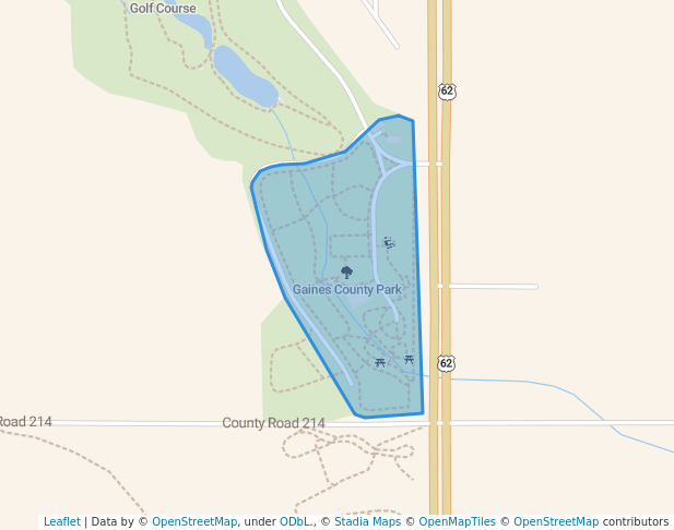 walking in Gaines County Park map in Seagraves