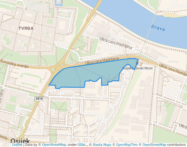 walking in Perivoj bana Josipa Šokčevića map in Osijek