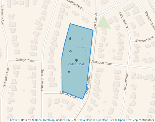 walking in Old Elm Park map in Highland Park