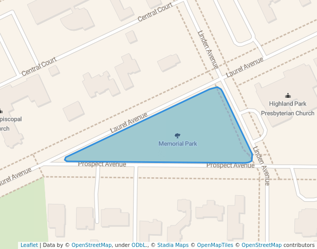 walking in Memorial Park map in Highland Park