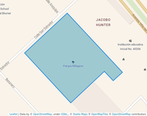 walking in Parque Milagros map in Arequipa