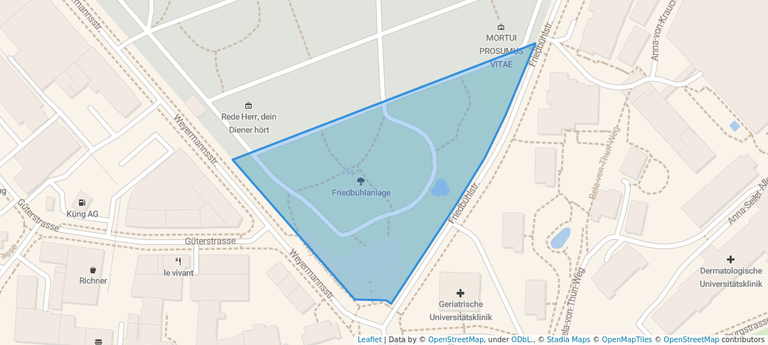 walking in Friedbühlanlage map in Bern