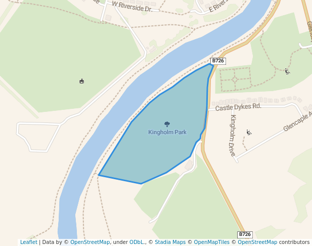 walking in Kingholm Park map in Dumfries