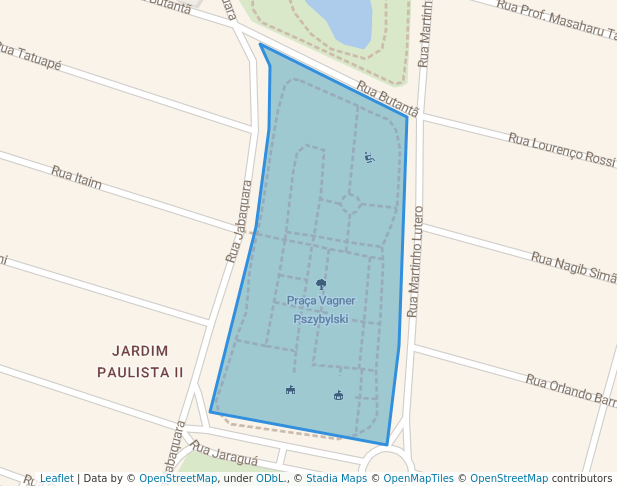 walking in Praça "Vagner Pszybylski" map in Indaiatuba